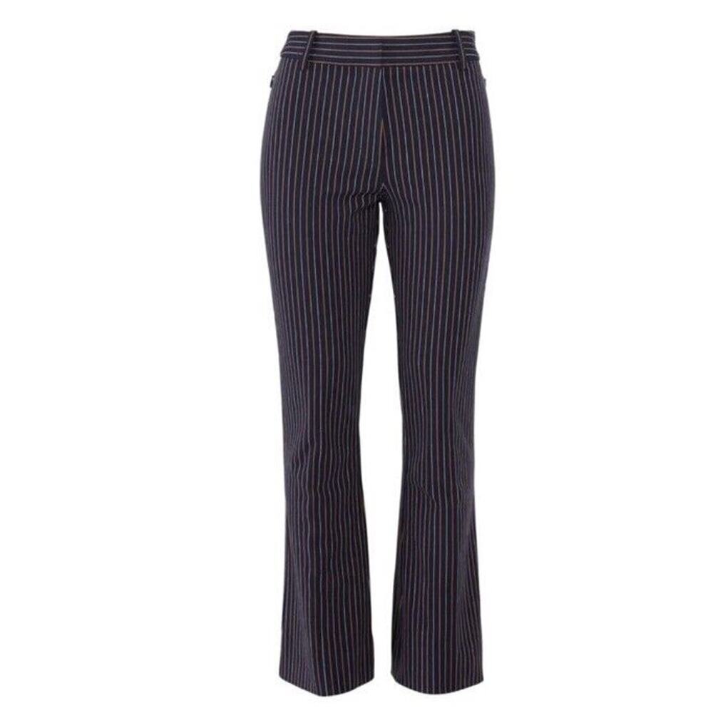 Derek Lam 10 Crosby Pants Sz 4 Flare Navy Career Office Cotton Striped Trouser